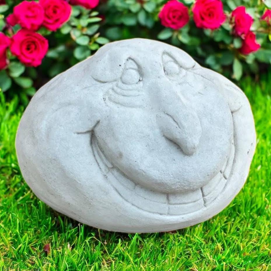 Stone Rock Sculpture Detailed Rock Face Garden Ornament Concrete Grinning Face Beton Rock Gift for Brother Lawn Decor by Unknown
