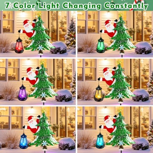 2 Packs Metal Solar Christmas Tree Santa Claus Garden Stakes Solar Lights - Image 3