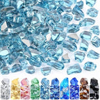 GasSaf 1/2" Caribbean Blue Fire Glass Reflective Tempered Fireglass, 10lb by GasSaf
