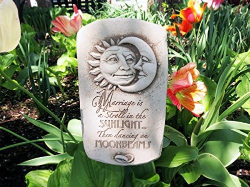 Cast Stone Expressions Collection - Sunlight & Moonbeams, Wedding Plaque - Concrete Celestial Sun & Moon Sculpture - Image 2