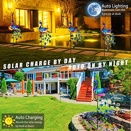 DREAMSOUL Peacock Solar Lights Outdoor, Waterproof Decorative Stake - Image 2