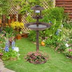 LDAILY Outdoor Bird Bath, 42’’ Solar Lighted Pedestal Birdbaths with Birds Feeder ,20’’ Water Bowl, Flower Planters and 3 Stakes, Attract Birds Antique Bird Bath for Outside Garden, Yard (Bronze, 42‘’) - Image 6