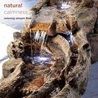 Alpine Corporation 80" Long Indoor/Outdoor Wood River Log Water Fountain with LED Lights, Cascading Natural Water Feature for Gardens, Patios, Yards, and Outdoor Decor, Brown and Gray - Image 6