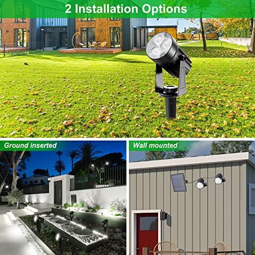 Solar Spot Lights Outdoor, 3-in-1 Garden Spotlights IP65 Waterproof 9.8ft Cable, 5W 4000mAh Separated Solar Panel, Auto On/Off for Tree Patio Yard Driveway Pathway Pool(Cold White 6000K) - Image 5