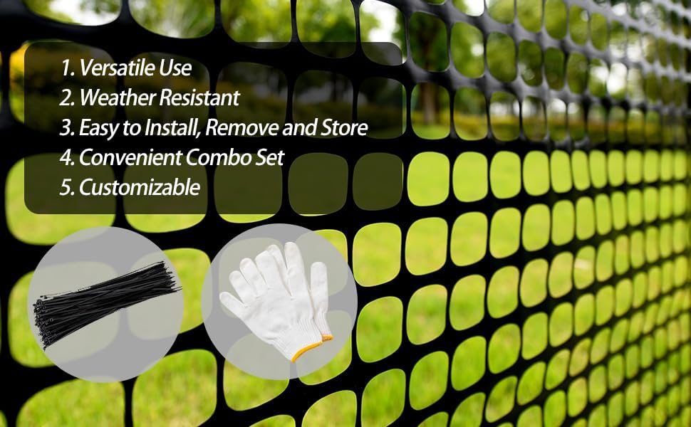 PotatoLife 2-Pack 4'x100' Green Mesh Fence for Garden with Zip Ties, Black - Image 3