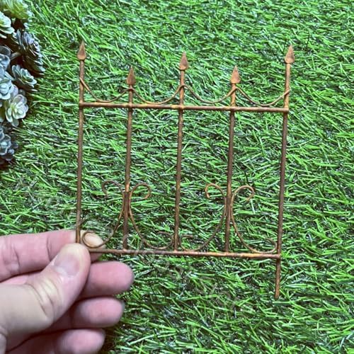 1-4 PCS Miniature Rusty Fence Gate Metal Craft Ornaments Fairy Garden Decoration Accessories Decorate Your Own Mini Yard (Fence gate 4pcs) - Image 6