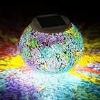 Solar Outdoor Table Lamp, Solar Powered Mosaic Glass Ball Garden Lights Waterproof Color Changing Mood Night Lights (N) by Unknown