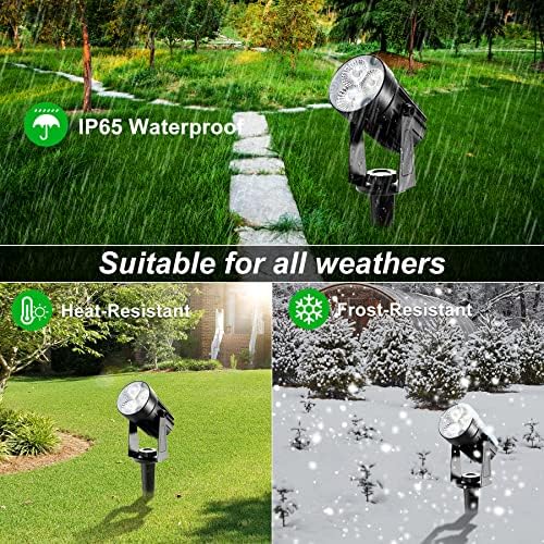 Solar Spot Lights Outdoor, 3-in-1 Garden Spotlights IP65 Waterproof 9.8ft Cable, 5W 4000mAh Separated Solar Panel, Auto On/Off for Tree Patio Yard Driveway Pathway Pool(Cold White 6000K) - Image 6