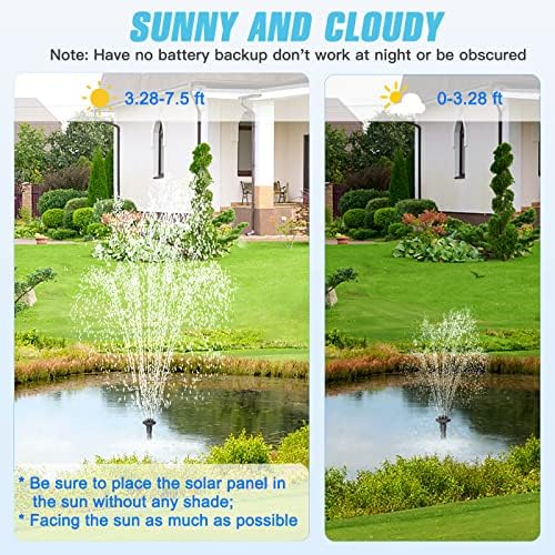 20W Solar Fountain Pump, 350GPH Submersible Solar Pond Pump with Adjustable Flow & 4 Nozzles, Anti-Clog Barrier Bag for Bird Bath, Outdoor Pond, Garden Water Features, Pool - Image 4