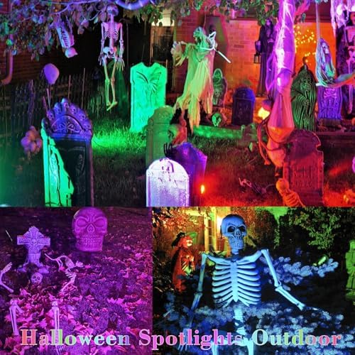 Halloween Christmas Spotlights Outdoor: RGBW Spot lights Plug in 120V Remote Control 16 Color Changing Waterproof LED Landscape Spotlights for Yard Garden Lawn Holiday Décor, 6 Pack (RGB + Warm Light) - Image 2