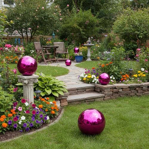Decorative Garden Gazing Ball, Stainless Steel Globe Mirror Sphere, Reflective Garden Balls Gazing Ball Shiny Home Indoor Ornament (Dia: 14 inch) - Image 5