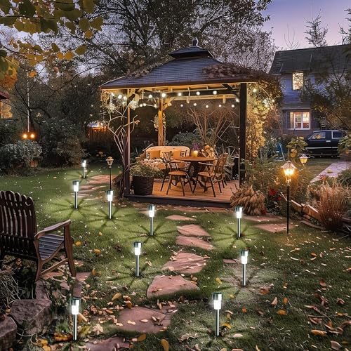 GIGALUMI Outdoor Waterproof Solar Pathway Lights, 20 Pack Cold White - Image 2