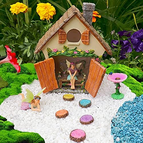 Meadow & Oak Fairy Garden House Kit - Complete with Fairy Garden Accessories, Butterly Seat, Bird Bath, Stepping Stones, Magnetic Door Closure for Indoor/Outdoor Fairy House - Image 6