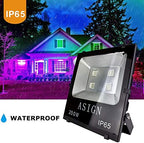 ASIGN 200W RGB LED Flood Lights, Indoor Outdoor Decoration Light Waterproof Color Changing LED Security Light with Remote Control, Dimmable Wall Washer Lights with US 3-Plug - Image 5