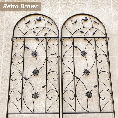 4 Pack Metal Garden Trellis 86.7" Tall Outdoor Climbing Plant Support for Roses, Flowers, Rustproof Durable Brown Galvanized Tube, Lawn Garden Fence Decor Screen (4, Retro-86.7" H) - Image 4