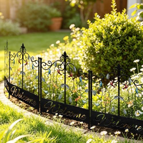 4 Pack Welcome Decorative Garden Fence Metal Arched Yard Border Fence - Image 6