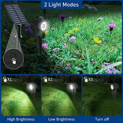 T-SUNUS Solar Garden Spot Lights, LED Solar Landscape Light Outdoor IP65 Waterproof 9.8ft Cable, Separated Solar Panel, Auto ON/Off for Garden, Driveway, Pathway, Pool Area (White 6000K) - Image 3