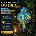 Moroccan Solar Lanterns Outdoor Hanging Garden Decor (2 Pack, Blue) - Image 7