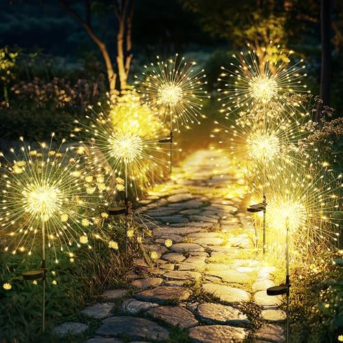 GIGALUMI 6 Pack Solar Firework Lights Outdoor, Garden Decor, Warm White by GIGALUMI