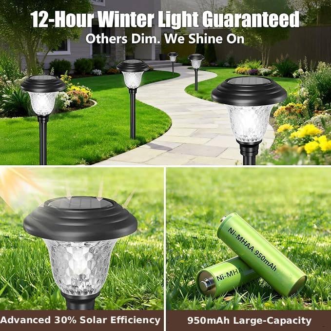 BEAU JARDIN 8 Pack Solar Pathway Lights White+Color Changing Stainless Steel 3 Mode Outdoor Multicolor Metal Solar Powered Waterproof Glass for Garden Landscape Path Yard Walkway Driveway Black - Image 6