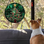Stained Glass Window Hanging 4 Pcs Set Red Christmas Stockings and Gingerbread 6.3" - Suncatcher Door Garden Sun Catcher Decor Birthday Mother's Day Xmas Gifts for Mom Woman Nana Men - Image 4