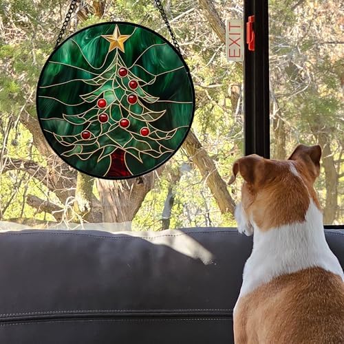 Stained Glass Window Hanging 4 Pcs Set Red Christmas Stockings and Gingerbread 6.3" - Suncatcher Door Garden Sun Catcher Decor Birthday Mother's Day Xmas Gifts for Mom Woman Nana Men - Image 4