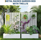 Garvee Metal Planter Box with Trellis, 70.1"x45"x15" Raised Garden Beds with Trellis for Climbing Plants Vegetables, Privacy Screen Planter Box with Drainage Holes for Patio Balcony, White - Image 6