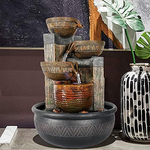 Hamiedun Tabletop Water Fountains Indoor Waterfall and Calming Water Sound Relaxation Desktop Fountain，The for Office, Room Decoration, Portable Feng Shui Fountain Indoor and Outdoor (15.7iches) - Image 2