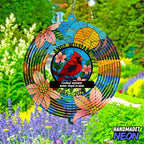 Personalized Wind Spinner Cardinal Couple Custom Memorial Year Name Flower Metal Sublimation Ornament Twirler Laser 3D Art Patio Porch Lawn Outdoor Garden Yard Decor - Image 3
