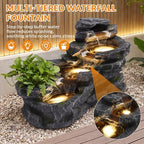 TITIMO 36.6" L Outdoor Water Fountain, 4-Tier Garden Fountain w/LED Lights - Image 5
