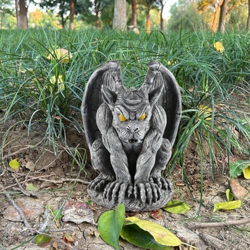 Large Winged Gargoyle Statue with Solar Lights Outdoor Gargoyle Statue Garden Guardian Sculpture Figurine Gothic Decor Gargoyle Monster Dragon Creep Scary Sculpture Patio Yard Lawn - Image 3