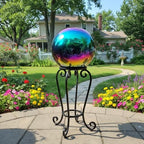 30cm/12 inch Garden Sphere Mirror Gazing Ball,Rainbow Stainless Steel Polished Reflective Smooth Hollow Globe Ball,Durable Colorful and Shiny Decorations Addition to Garden Patio Yard Home - Image 7