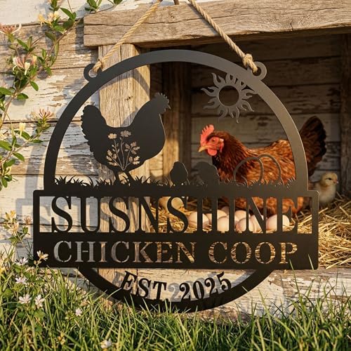 Custom Name Chicken Coop Metal Decor,Personalized Metal Fluffy Butt Hut Sign - | Funny Outdoor Backyard Poultry House Wall Art | Unique Birthday Gift for Farm Animal Lovers - Image 4