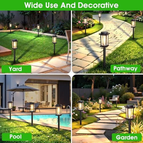 Melunar Solar Pathway Lights Outdoor, 8 Pack Solar Powered Garden Lights Waterproof, Auto On/Off Outdoor Landscape Lights for Patio, Walkway, Driveway, Lawn, Pool Decor. (Warm White) - Image 4
