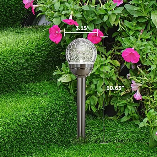 GIGALUMI Solar Outdoor, Cracked Glass Ball Solar Garden Lights, Color Changing Lights Outdoor,Garden LED for Path, Patio, Yard, 6 Pack Pathway - Image 3
