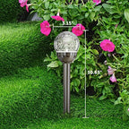 GIGALUMI Solar Outdoor, Cracked Glass Ball Solar Garden Lights, Color Changing Lights Outdoor,Garden LED for Path, Patio, Yard, 6 Pack Pathway - Image 3
