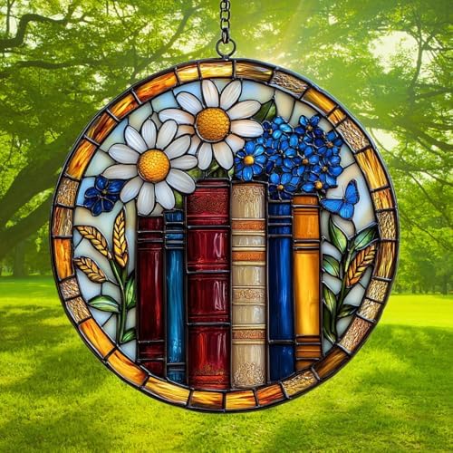 Daisy and Books Acrylic Suncatcher - Image 3