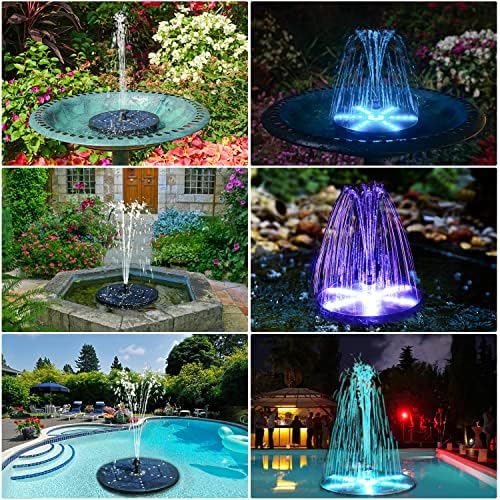 SZMP Solar Fountain with Colorful Star-Shaped Lights, 4W Bird Bath Fountain Pump with 4000 mAh Battery, 7 Nozzles & 4 Fixers, Solar Water Fountain for Garden, Pool, Pond, Outdoor(30 LEDs) - Image 3