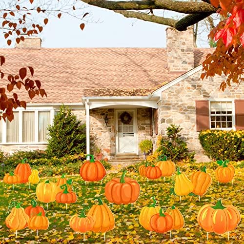 12 Pcs Thanksgiving Pumpkin Yard Sign with Stakes, Fall Garden Lawn Stakes - Image 4