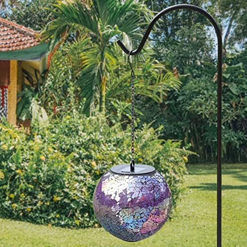 Mosaic Solar Lanterns Waterproof Hanging Solar Lights Graden Decor, Purple - Image 4