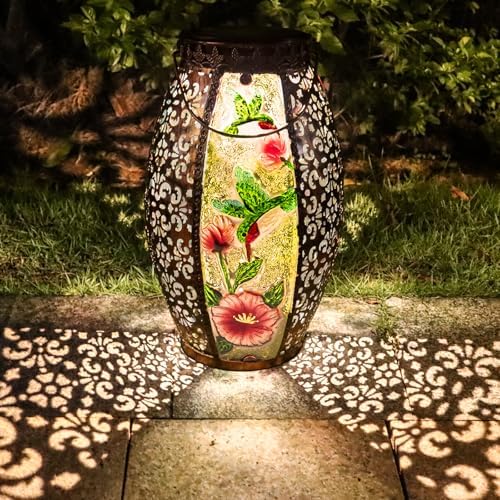 Solar Lantern Outdoor Waterproof, Hummingbird Gifts for Women Garden Decor by Larekook