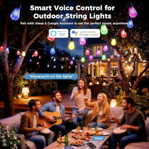 CDN Outdoor String Lights 80FT, RGBW Smart Patio Lights with 30 LED Bulbs - Image 4