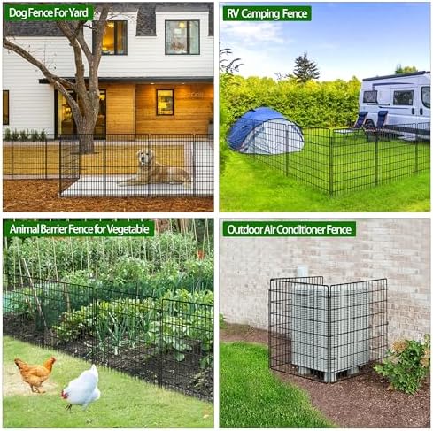10 Panels Dog Fence Outdoor for Yard, 36 in(H) X 24 ft(L) Decorative Garden Fence Rustproof No Dig Animal Barrier Fencing Metal Wire Panel Border Patio Rabbits Ground Stakes Fencing - Image 6
