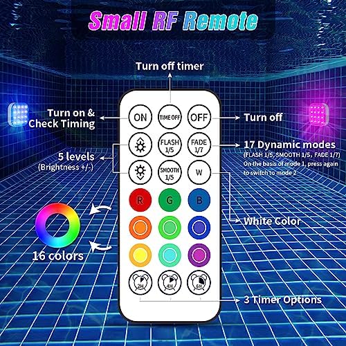 Submersible LED Lights with Remote, Waterproof Underwater LED Light Rechargeable Battery 16 Color Changing Lamp Magnetic Floating Submersible Lights for Pool Vase Aquarium Decor - Image 3