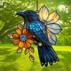 Flowers and Raven Acrylic Suncatcher - Image 3