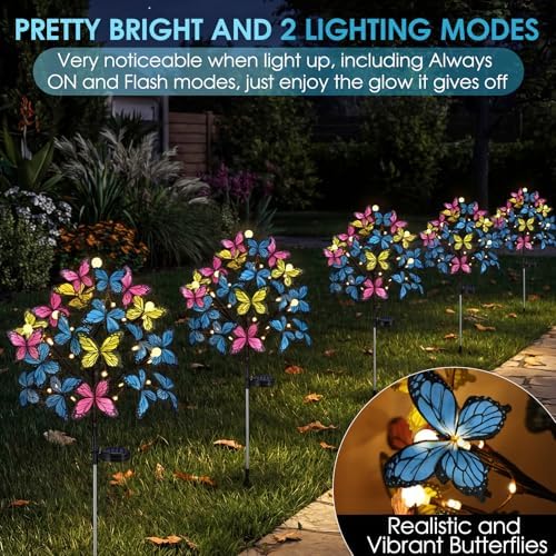 Butterfly Solar Lights Garden Stakes for Outside Cemetery Grave Decorations - Image 4