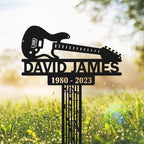 DINOMAN Personalized Memorial Plaques for Outdoors Electric Guitar Grave Marker Metal Garden Stakes Electric Guitar Player Memorial Gifts Sympathy Gifts for Loss of Loved One (Electric Guitar) - Image 4