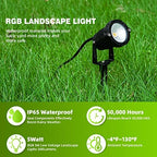RGB+W Low Voltage Landscape Lights with Remote Control 5W 12V Landscape Lighting LED 16 Color Changing Spotlights Outdoor Waterproof Pathway Lights Garden Decorative(Not Include Transformer) - Image 5