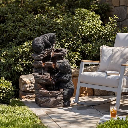 19.7" Tall Outdoor Water Fountain, 5 Tier Cascading Bowls and Stacked Water Fountain with LED Lights, for Yard Décor, Backyard, Patio and Deck (21.7'') - Image 7