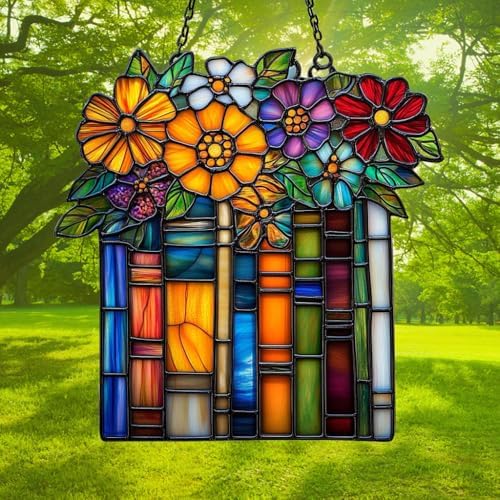 Floral Stack of Books Acrylic Suncatcher - Image 3